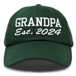 DALIX New Grandpa Hat Est 2023 Fun Gift Embroidered Dad Hat Cotton Cap in Dark Green