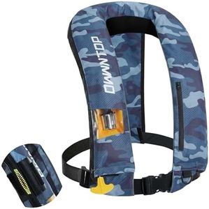 Owntop Automatic/Manual Inflatable Vest, Manual Convertible Option, Low Profile, Zipper Closure, Inflatable Fishing Jacket for Kayaking, Boating and Fishing, 24g CO2 Cylinder Included