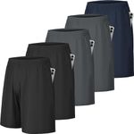 CE' CERDR Mens Athletic Workout Shorts with Pockets and Elastic Waistband Quick Dry Activewear, 5 Pack Black, Black, Dark Grey, Dark Grey, Navy, X-Large