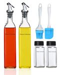 Misamo Enterprise 500 Ml Glass Oil Dispenser Bottle With Silicon Spatula And Oil Brush,Oil & Vinegar Bottle,Leak-Proof Cork (2 Pieces Oil Bottle + 1 Piece Silicon Spatula And Oil Brush) - Transparent