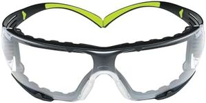 3M Safety Glasses for Men and Women, SecureFit 400, 1 Pair, Z87, Anti-Fog Anti-Scratch Clear Lens, Green/Black Frame, Polycarbonate, UV Protection, Flexible Temples, Removable Foam Gasket