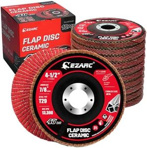 EZARC Ceramic Flap Discs 40 Grit, 4 1/2 x 7/8-Inch Flap Sanding Disc, Type 29 Ceramic Grinding Wheel for Stainless Steel, Non-Ferrous Metal, Cast Iron, Sheet Metal, 10 Pack