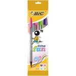 BIC Cristal Fun Ballpoint Pens Wide Point (1.6 mm) – Assorted Colours, Pouch of 4