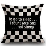 Smooffly Throw Pillow Cover Car Cool Black White Formula Checkered Pattern Motorsport Decorative Cushion Cover Pillow Case Home Decor Square 18 x 18 inch Pillowcase