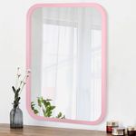 Large Bathroom Mirror Rectangular Horizontal Farmhouse Decorative Wall 16x20 inch Pink Large Mirror Hanging Modern Wall Decor Gifts for Women Moms Decorative Mirrors