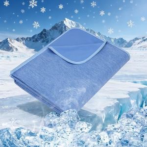 LINENOVA Cooling Blanket for Hot Sleepers, Arc-Chill 3.0 Cooling Fiber with Cotton Backing, Absorbs Heat & Releases Coolness for Night Sweats, Blue, 152x203cm