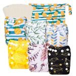 babygoal Newborn Cloth Diapers Pack of 13 for 5-12lbs Preemie Girl, Cloth Diaper Covers 6 Pack with 6pcs Inserts and Wet Bag, Reusable Washable & Waterproof 6SFN06-SMB-IN