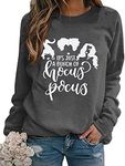 SUPEYA Its Just A Bunch of Hocus Pocus T Shirt Women Halloween Sanderson Sisters Funny Graphic Sweatshirt Tops (X-Large, Dark Grey)