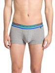 Jockey Men's Super Combed Cotton Rib Fabric Trunks with Double Layered Contoured Pouch & Pop Coloured Ultra-Soft Waistband (Pack of 2) FP03_Charcoal Melange_M