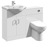 VeeBath Linx Bathroom Furniture Combination Set with Vanity Basin Cabinet, WC Toilet Unit, Pan & Cistern Pack - 1050mm