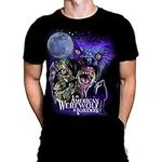 American Werewolf Full Moon Mens Tshirt Halloween Gothic Horror Print, Black Graphic T-Shirt, Movie Poster Tee, Black, L