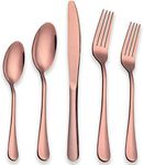 Berglander Rose Gold Silverware Set, 20 Piece Stainless Steel Copper Flatware Set Cutlery Sets, Service for 4 (Shiny Rose Gold)