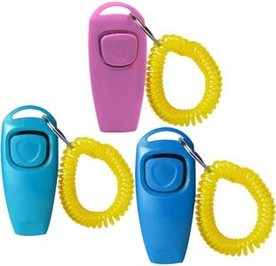 2-in-1 Dog Training Clicker Whistle for Training and Recall, Pet Training Accessories for Puppy, Cats, Horses & Small Animals - 3 Pack with Wrist Strap, Reward and Train Your Pets Efficiently