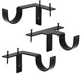 Curtain Rod Bracket No Drill Curtain Rod Holder 3 Pack Heavy Duty Curtain Rod Hooks for 1 to 1 1/5 inch Drapes Rod, Curtain Rod Hangers Bracket Tap Right Into Window Frame, Black