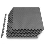 ProsourceFit Exercise Puzzle Mat ½-in, Checkered EVA Foam Floor Tiles w/Non-Slip Texture, Gym Mat w/Interlocking Foam Tiles for Adjustable Surface, Shock Absorbing, Waterproof Gym Flooring, Grey