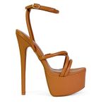 ESSEX GLAM Womens Stiletto High Heel Sandals Ladies Strappy Ankle Strap Party Shoes Size 3-8