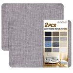 Coarse Linen Repair Patches, Self-Adhesive Linen Fabric Patches, 8X11 inch 2 PCS, Multi Color, Can be Used for Linen Sofa Repair and Linen Clothes Repair(Light Grey)