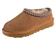 Women's Slipper Slip On For Women Suede Leather Indoor/Outdoor Comfy Fur Fleece Lined Short Mini Boot Tasman Slippers, Chestnut, 11