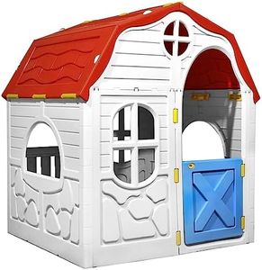 vidaXL Kids Foldable Playhouse Children Garden Outdoor Lawn Backyard House Cottage Playhouse Imagination Toy with Working Door and Windows