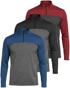Real Essentials Mens Big and Tall King Size Quarter 1/4 Zip Pullover Long Sleeve Athletic Dry Fit Shirt Gym Running Golf Half Zip Top Workout Sweatshirts Sweater Jacket, Set 1, 3X Tall, Pack of 3