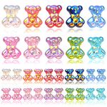 100pcs Mini Resin Gummy Bear Nail Art Charms Flatback Cabochon Mixed Iridescent AB Color Candy Bear Charm Beads for DIY Craft Jewelry Making Handmade Decoration, 8.7 mm x 7.4 mm