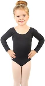 Elowel Girls' Team Basics Long Sleeve Leotard Black (size-12-14)