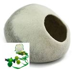 8-Natur® TÜV-tested cat cave felt, 100% wool, fair, ecological and tested for harmful substances, cat house with insulating inner cushion, washable, cat bed comfy inner cave dog bed for small dogs