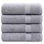 Bath Sheets Bathroom Towel Set- 4 Pack 100% Cotton Extra Large Bath Towels, Grey Oversized Bath Towels, Soft Luxury Bath Towels Large Bathroom Set, Shower Towels Bath Towel Sets for Bathroom - 35x66