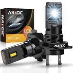 NATGIC H7 LED Headlight Bulb, Newest H7 LED Bulb with Fan 500% Brightness 16000LM 80W 6500K Xenon White Conversion Kit for Car High/Low Beam Replacement Kit of Halogen Lamp or Xenon Light Bulbs