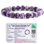 Gemaltic Healing Crystals 8mm Gorgeous Semi-Precious Gemstones Round Beads Energy Power Crystal Reiki Healing Elastic Stretch Bracelet For Women men Gifts (African Amethyst)