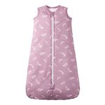 Owlivia Baby Sleep Sack Organic Cotton Sleeping Bag with- 2.5tog Sleeping Bag with 2-Way Zipper, Boys Girls Swaddle Transition Sleep Sack (2.5tog Feather Mauve, 3-12 Months)