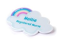 Badgemaster Hello My Name is Cloud Shaped Badge Premium Domed GP Practitioner Doctor Healthcare Nurse Medical Staff Clinical Student Assistant