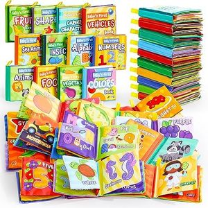 JOYIN 12 Pcs Bath Books, Nontoxic Fabric Soft Crinkly Cloth Books, Waterproof, Bathtub Pool and Early Education First Toys for Infant Newborn Baby Toddlers Kids Birthday Gifts