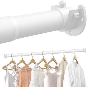 Closet Rods for Hanging Clothes, 17 to 99 Inches Stepless Adjustable Metal Closet Rod, 1.3 Inches Heavy Duty Clothes Hanging Rod for Closet Wardrobes Laundry RV