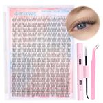 Natural Lash Extension Kit 192Pcs Lash Clusters Kit Eyelash Extension Kit 9-12MM Individual Lashes Extensions Kit Eyelash Clusters with Lash Bond and Seal and Eyelash Extension Tweezers DIY at Home