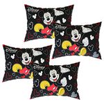 Kuber Industries Disney Mickey Pillow Cover | Silk Pillow Cover | Soft Pillow Cover | Luxurious Pillow Cover For Home | Set of 4 | 16x24 Inch | Black