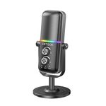 CMTECK Gaming USB Microphone, Computer Condenser Gaming Mic for PC/Laptop/PS4/PS5, RGB Lights, Mute Button, Mic Gain, Plug and Play, Three Sound Mode, Perfect for Recording, Streaming, Podcast