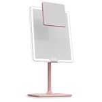 LUNA London ORBIT Mirror in Blush Rose (Pink) | Vanity Mirror with Lights, Makeup Mirror, LED Lighted Desk Mirror with Light for Tabletop 7X 1X Magnification Dimmable and Rechargeable