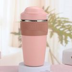 Wosta Travel Mug, Insulated Coffee Cup with Leakproof Lid,Vacuum Insulation Stainless Steel Reusable for Hot Cold Coffee,Tea, Thermal Mug with Non-Slip (Rough Powder, 480 Ml)