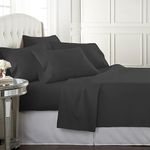 Danjor Linens Queen Sheet Set - 6 Piece Set Including 4 Pillowcases - Deep Pockets - Breathable, Soft Bed Sheets - Wrinkle Free - Machine Washable - Black Sheets for Queen Size Bed - 6 pc