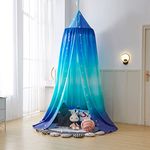 Surwin Bed Canopy for Girls Boys Kids Single Bed, Romantic Round Dome Bed Canopy Mosquito Net Protection Canopy Play Tent Bedroom Nursery Decoration Hanging Curtain Net (Gradient Blue)