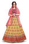 Zeel Clothing Women's Silk Semi stitched Lehenga Choli (7031-Yellow-Wedding-Bridal-Heavy-Lehenga_Wedding Yellow_Free Size)