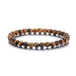 CrystalTears Tiger Eye Healing Crystal Bracelet 6mm Natural Gemstone Bead Bracelets for Women Energy Quartz Crystal Stone Stretch Bracelet Healing Crystal Jewellry Gift for Women Girls Her Christmas