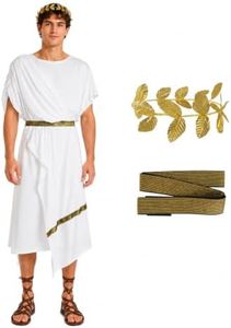 JPXH Ancient Greek Toga Adult Roman Costume with Headband Halloween Cosplay Outfit
