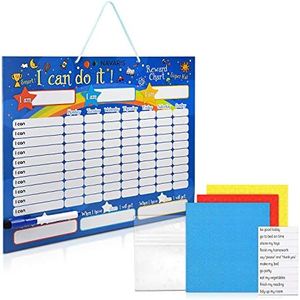 Navaris Tabla de recompensa para niños - Pizarra para recompensar Buen Comportamiento tareas y Aprender inglés English - Magnética con 250 imanes