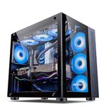 Ant Esports Crystal Mini-Tower Computer Case/Gaming Cabinet - Black | Support E-ATX, ATX, Micro-ATX, Mini-ITX | Pre-Installed 3 Side Fans and 1 Rear Fan