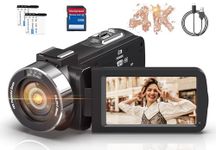 Video Camera Camcorder HD 4K 80MP with IR Night Vision, 18X Digital Zoom Webcam Video Recorder, 3.0 Inch 270 Degree Rotation IPS Screen Vlogging Camera for YouTube with Two Batteries, and 32GB SD Card