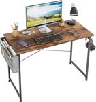 COTUBLR 39 Inch Computer Desk, Home Office Desk, Simple Modern Small Desk for Bedroom, Writing Desk with Storage Bag, Study Table for Students, Rustic Brown