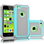 iPhone 5C Case, Tekcoo(TM) [Tmajor Series] [Turquoise/Grey] Shock Absorbing Hybrid Impact Defender Rugged Slim Case Cover Shell for Apple iPhone 5C Hard Plastic Outer + Rubber Silicone Inner