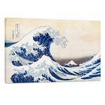 ENBIDAVI Vintage Japanese Ukiyo-e Woodcut Wall Decor Katsushika Hokusai's The Great Wave Off Kanagawa Famous Poster For Gallery Home Bedroom Gallery Framed 24x16 Inches